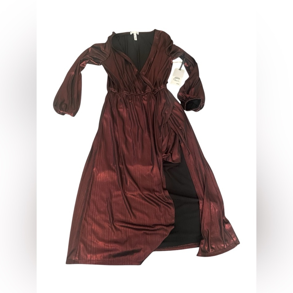 Leith Red V-Neck Bishop Sleeve Gown